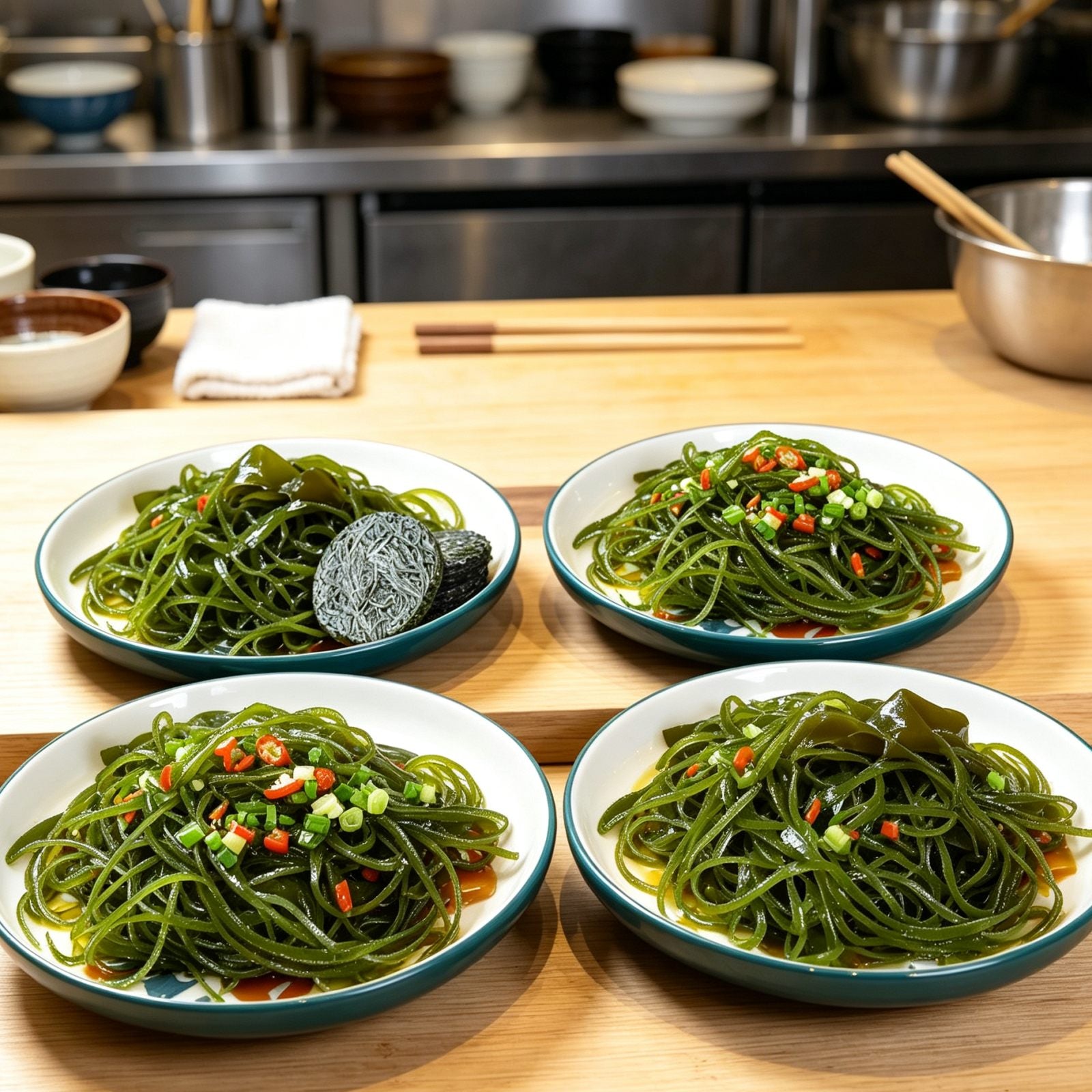 Fresh Natural Green Seaweed Noodles